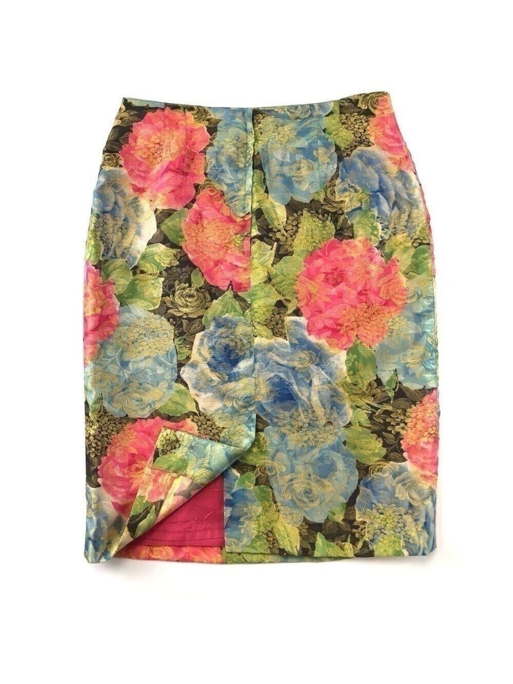 MONDI Vintage pencil skirt  green rose jacquard floral print Size 42 Size 12ish - Picture 9 of 13